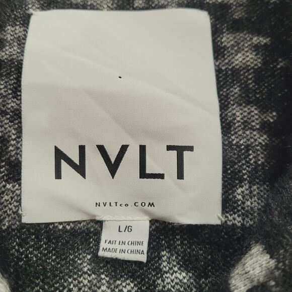 NVLT Black White Monochrome Plaid Stylish Heavyweight Mid Length Coat Size L - Picture 9 of 10